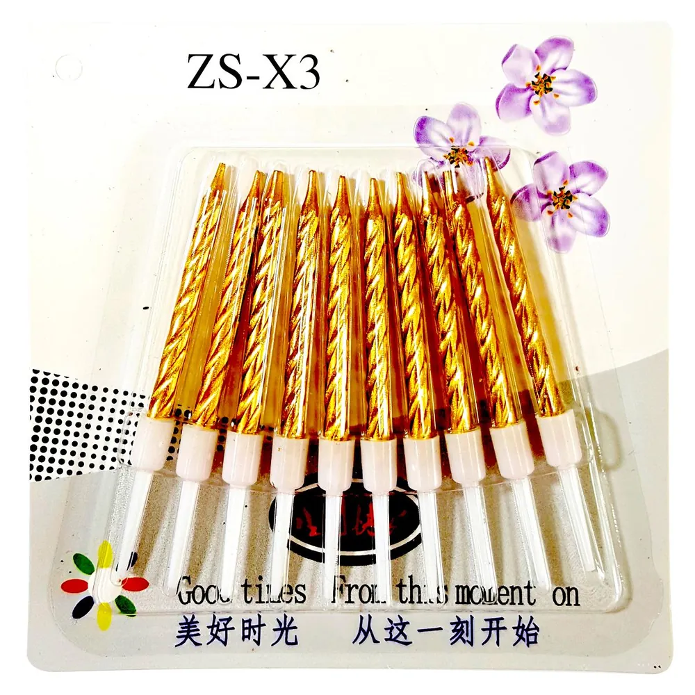 Gold renk 10'li burgulu mum 7.5 cm