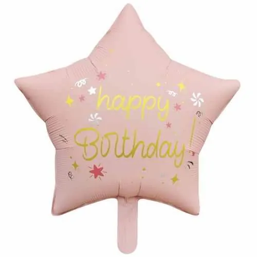 18 inç yıldız happy birthday pembe folyo balon 47 × 47