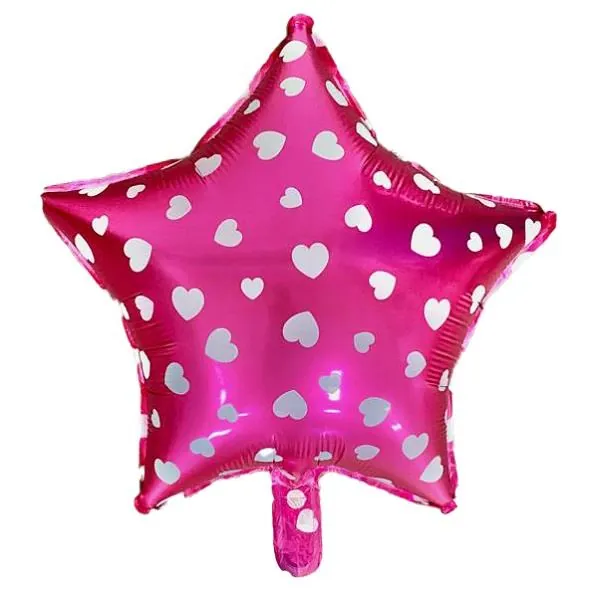 18 inç yıldız puanlı pembe folyo balon