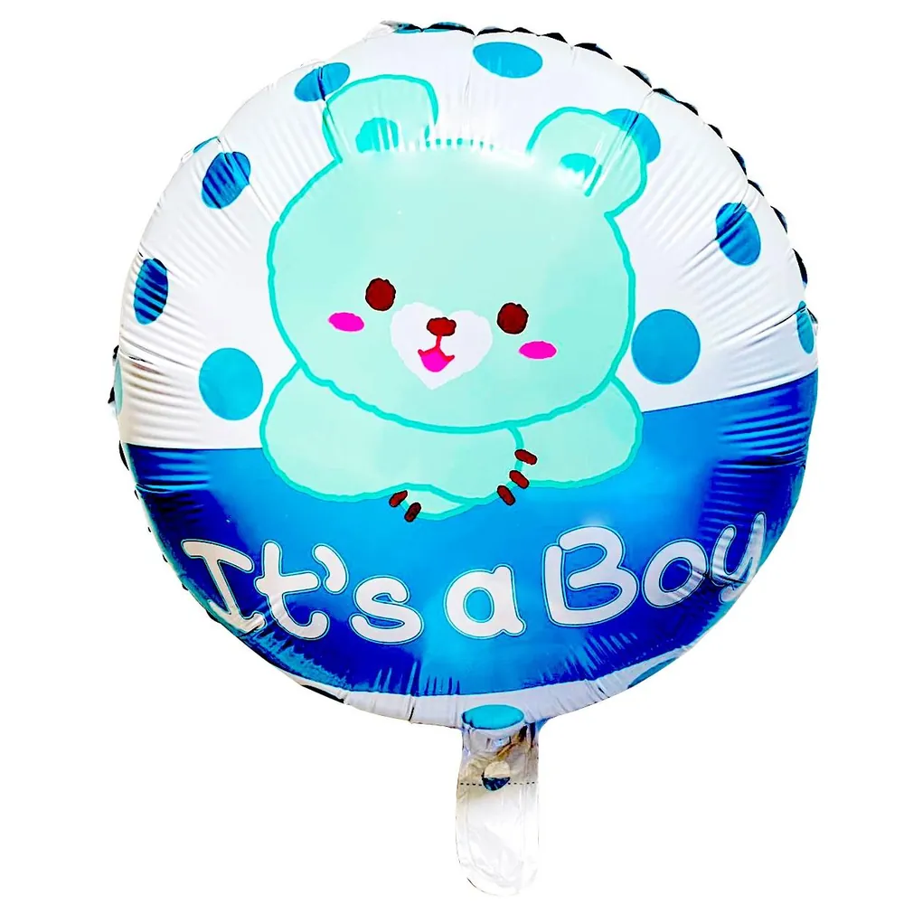 Mavi renk 18 inç yuvarlak ayıcık folyo balon 43 × 43