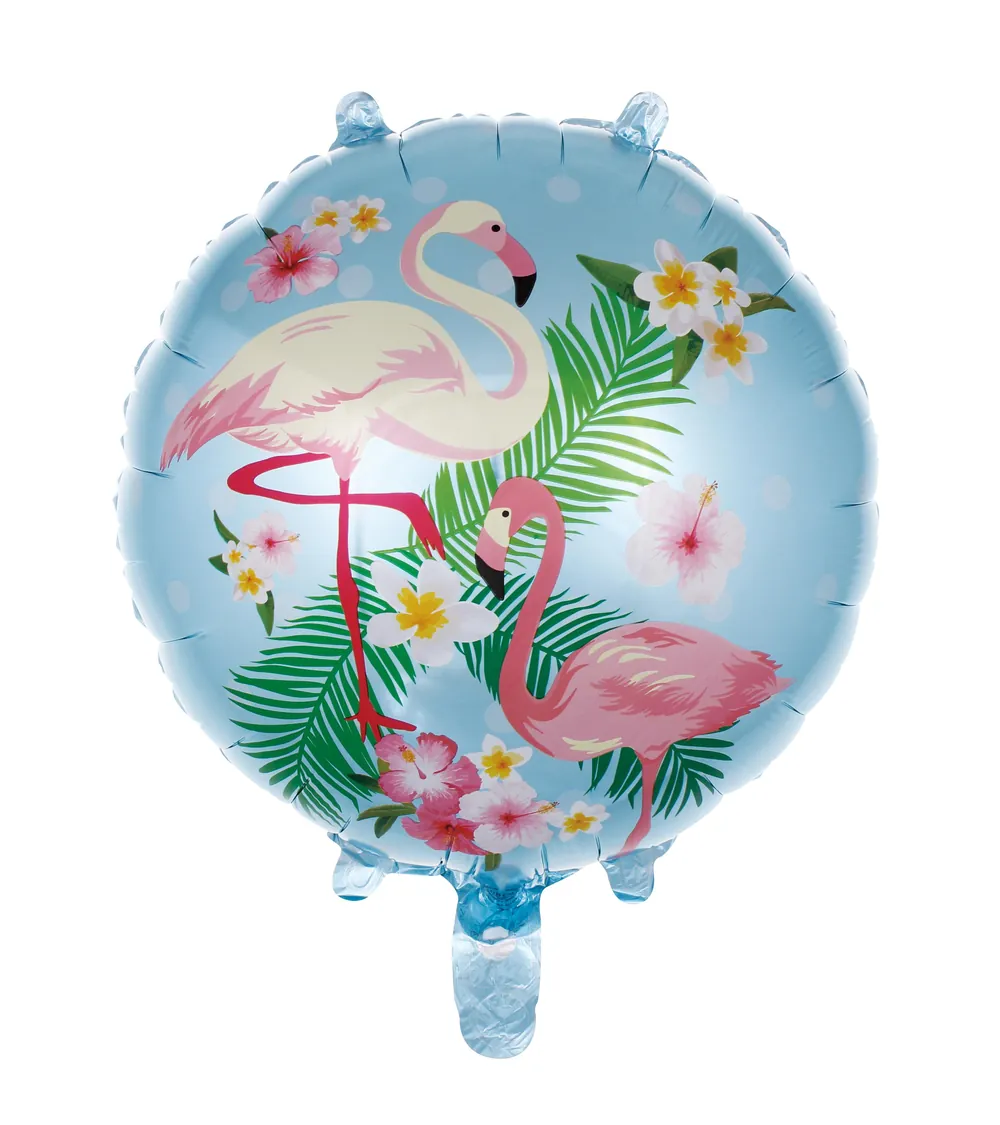 Mavi renk 18 inç yuvarlak flamingo folyo balon 43 × 43