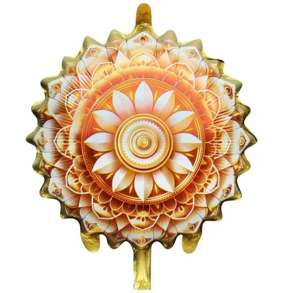 Sarı renk 18 inç yuvarlak ramazan motifli folyo balon 49,5 × 51,5