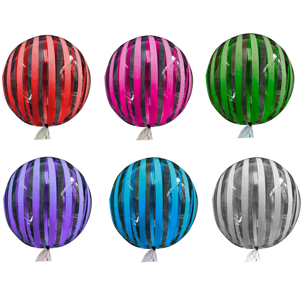 20 inç mavi çizgiler baskılı şeffaf bobo balon