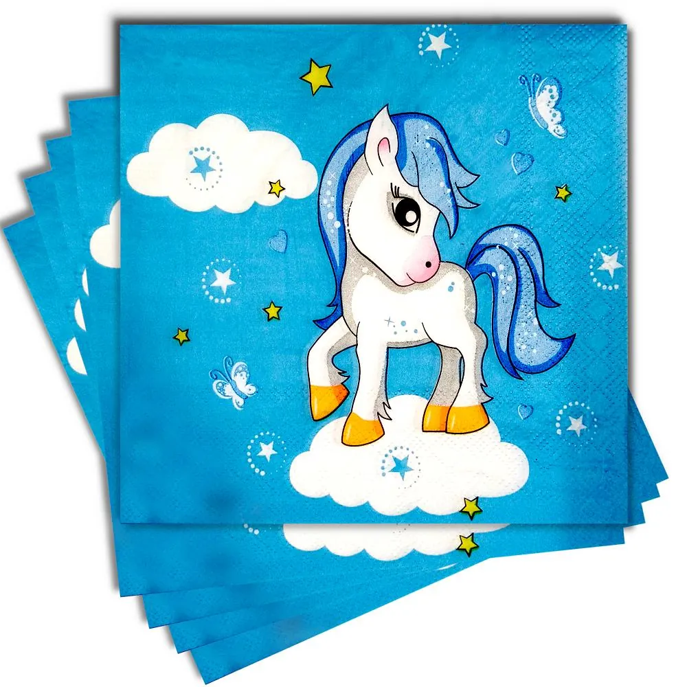 20'li unicorn mavi peçete