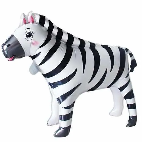 3D ayaklı zebra folyo balon 63 × 52