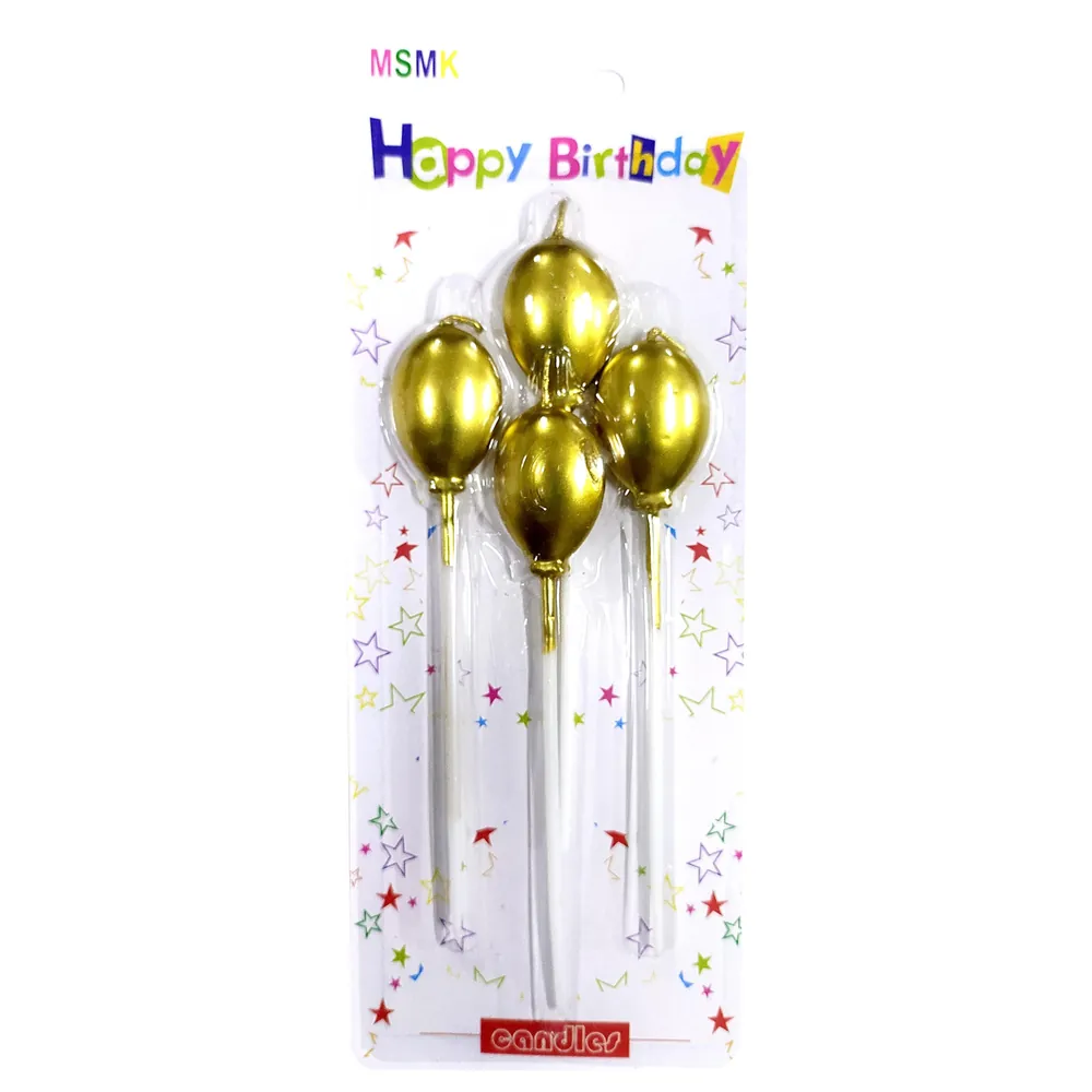 Gold renk 4'li çubuklu balon mum 13.5 cm