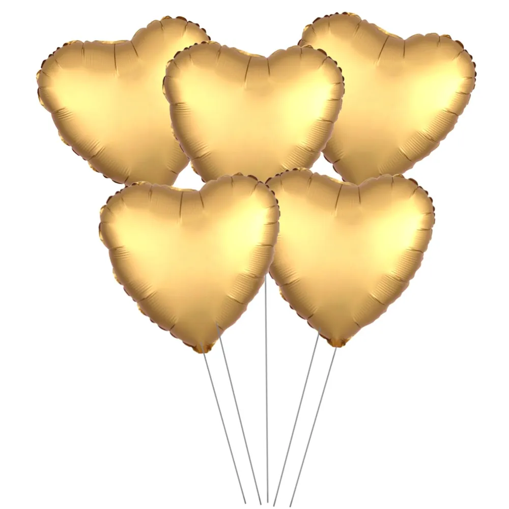 Gold renk 5'li 15 inç kalp folyo balon