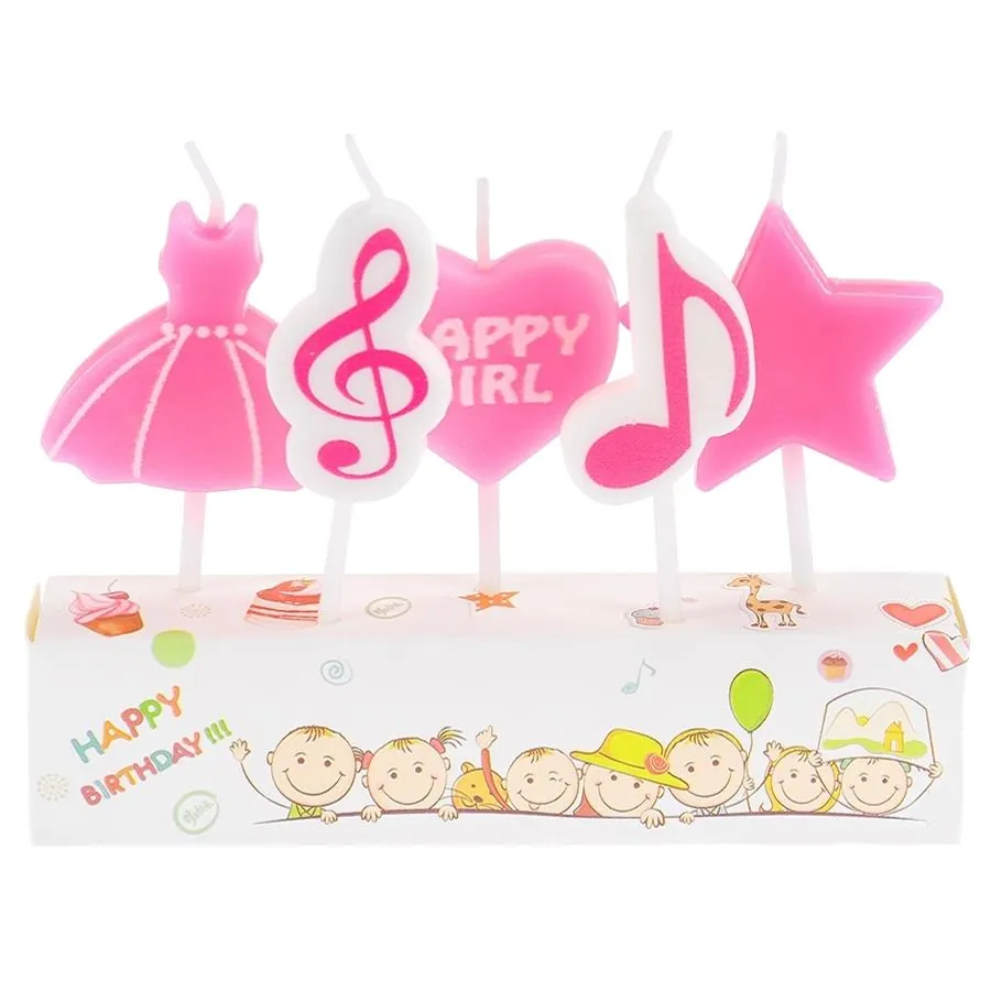 5'li müzik figürlü mum