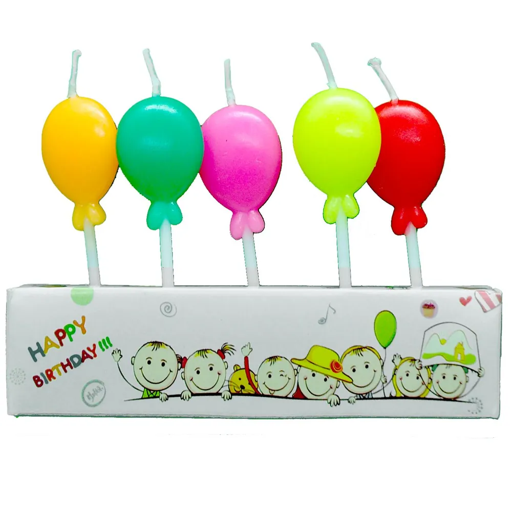 5'li renkli balonlu mum