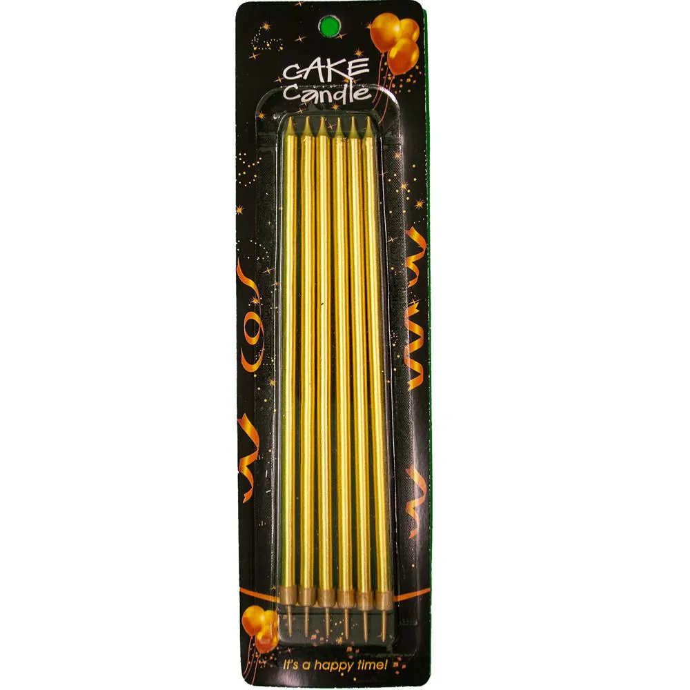 Gold renk 6'li ince mum 20 cm