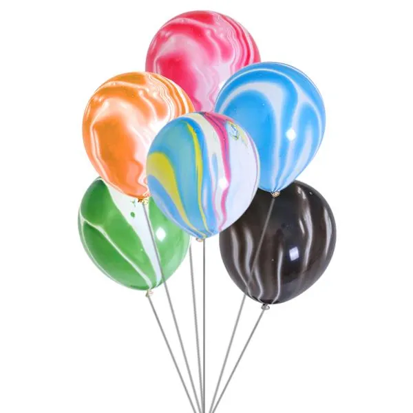 6'li mermer renkli lateks balon