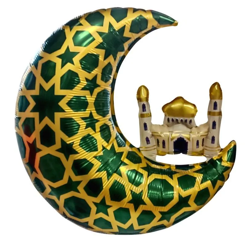Ay kubbe ramazan yeşil folyo balon 65,5 × 63