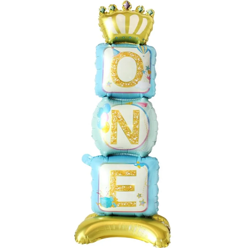 Ayaklı one mavi folyo balon 34 × 108