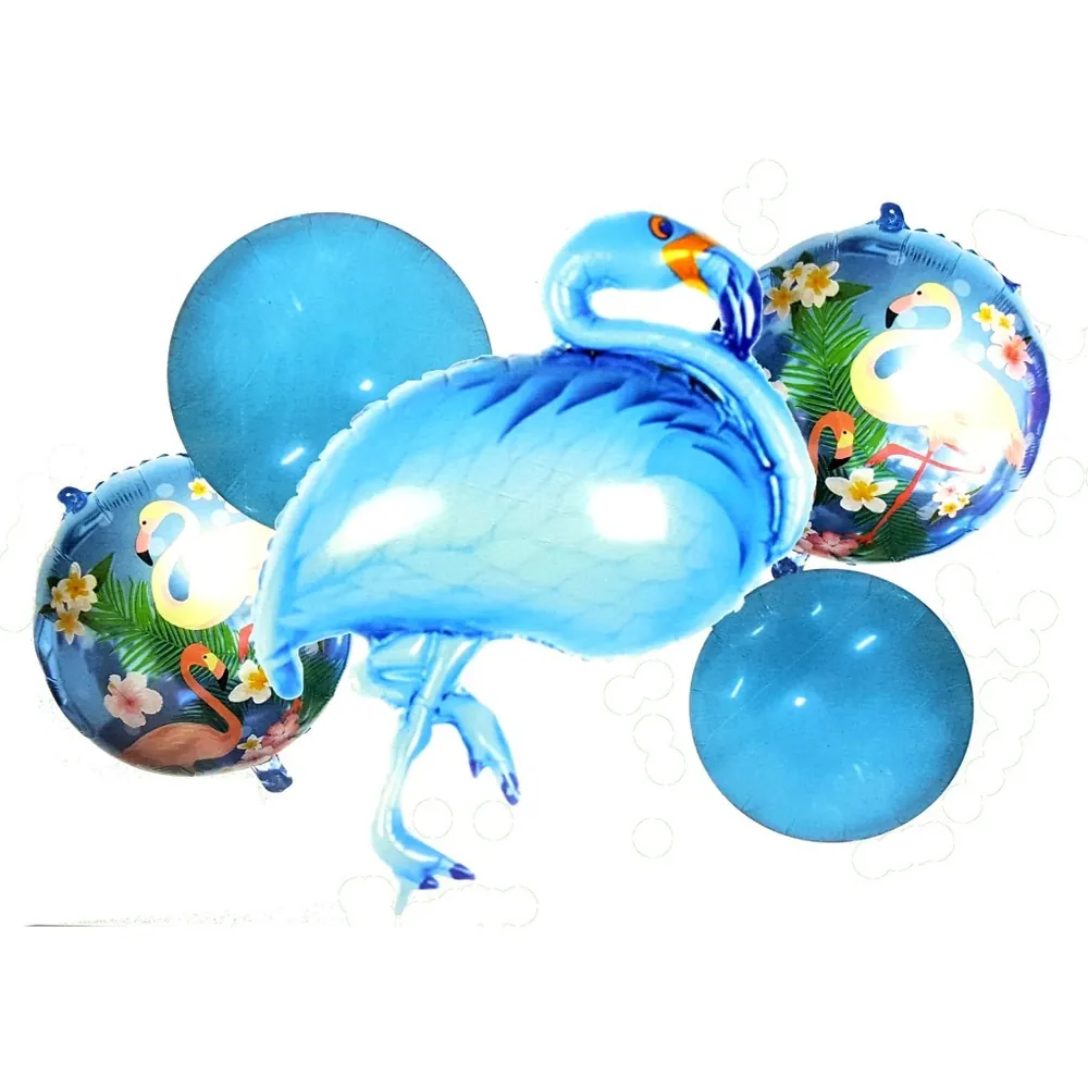 Mavi renk flamingo 5'li set balon