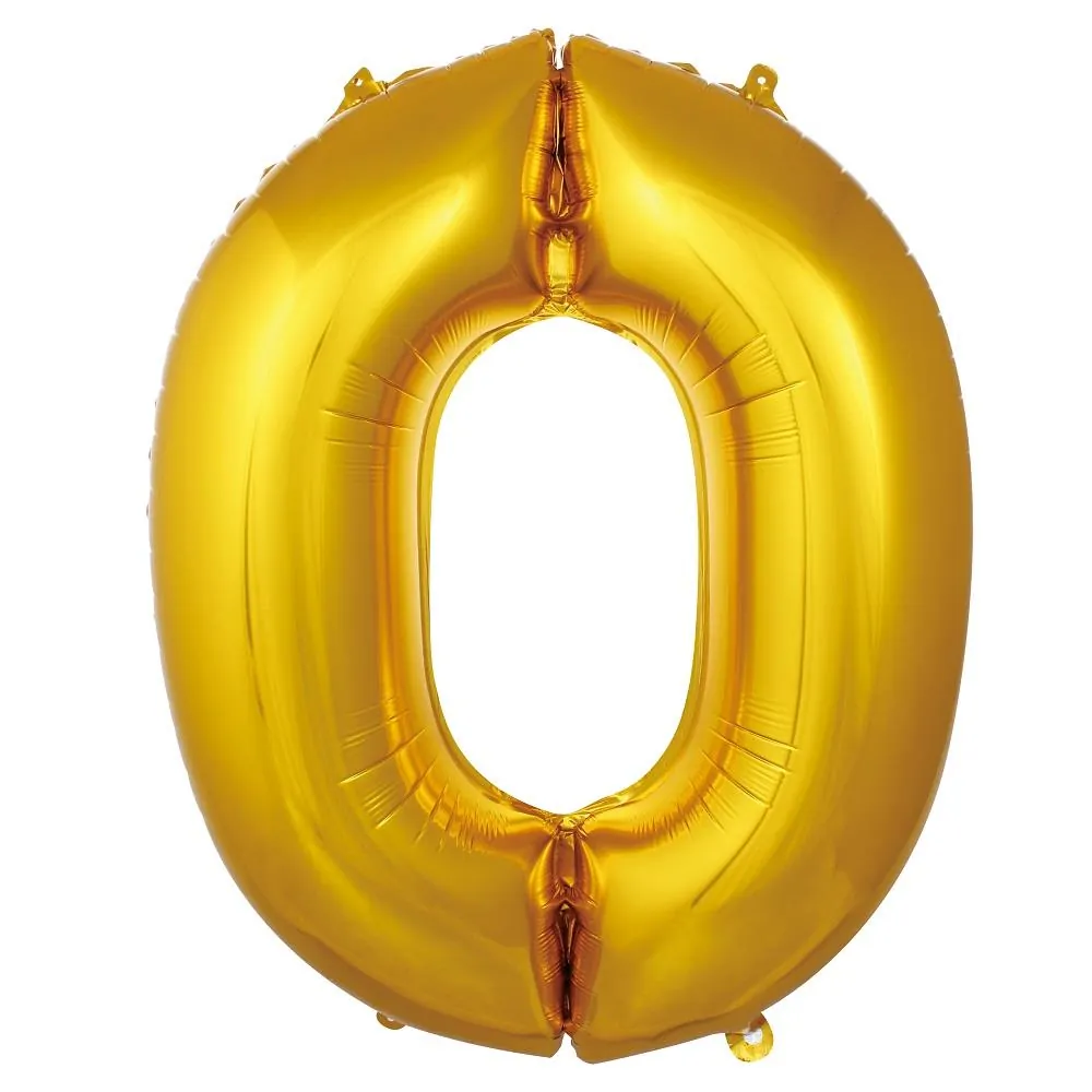 Gold 0 rakam folyo balon, 40 inç 100 cm