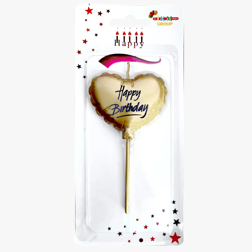 Gold renk happy birthday kalp mum