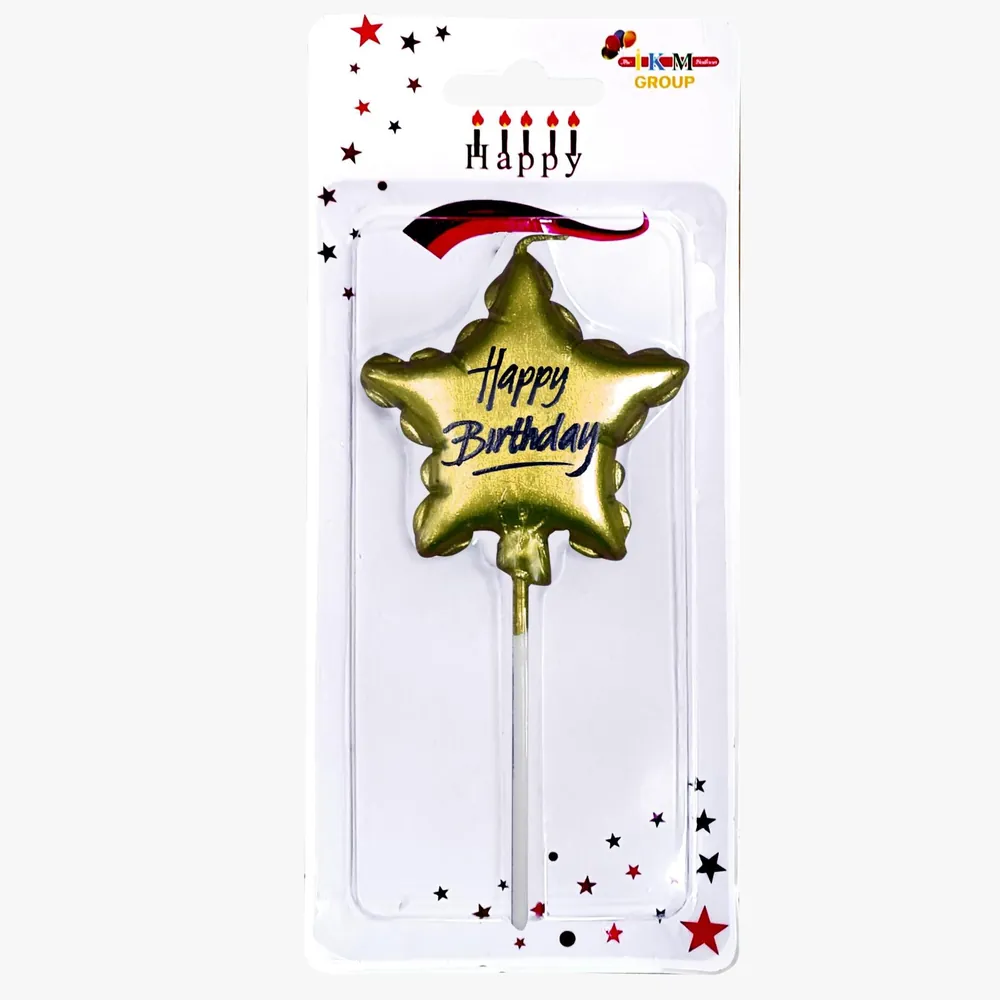 Gold renk happy birthday yıldız mum