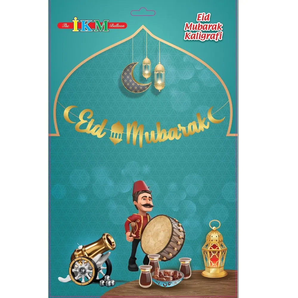 İkm eıd mubarak kaligrafi uzar yazı