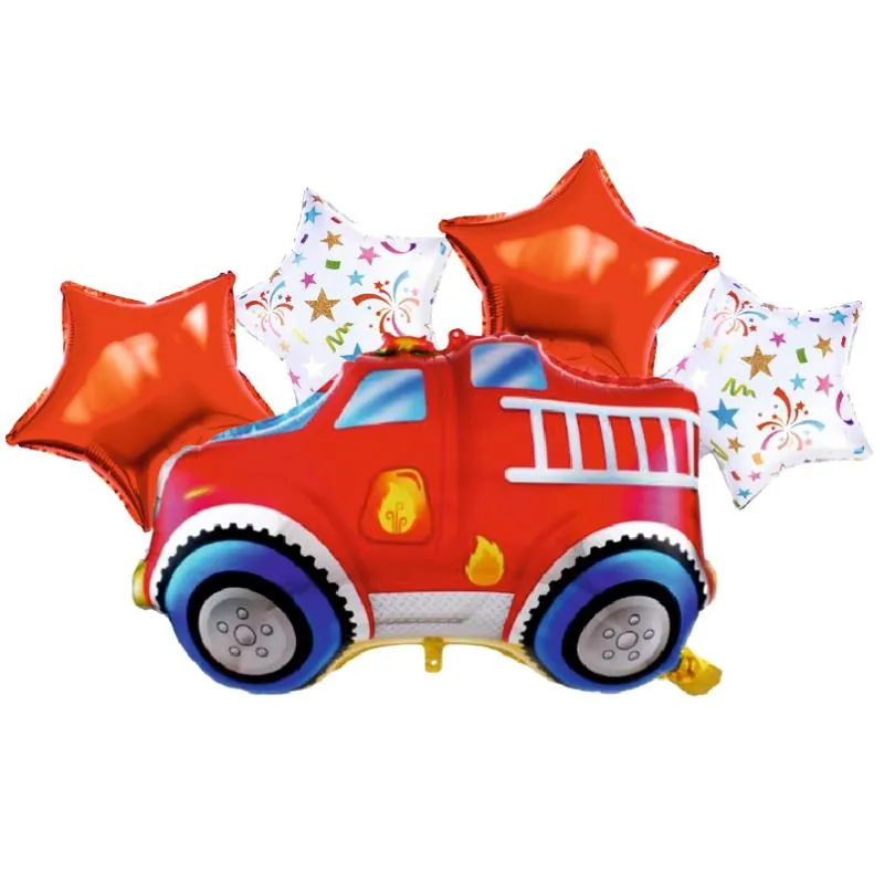 İtfaiye arabası 5'li set folyo balon