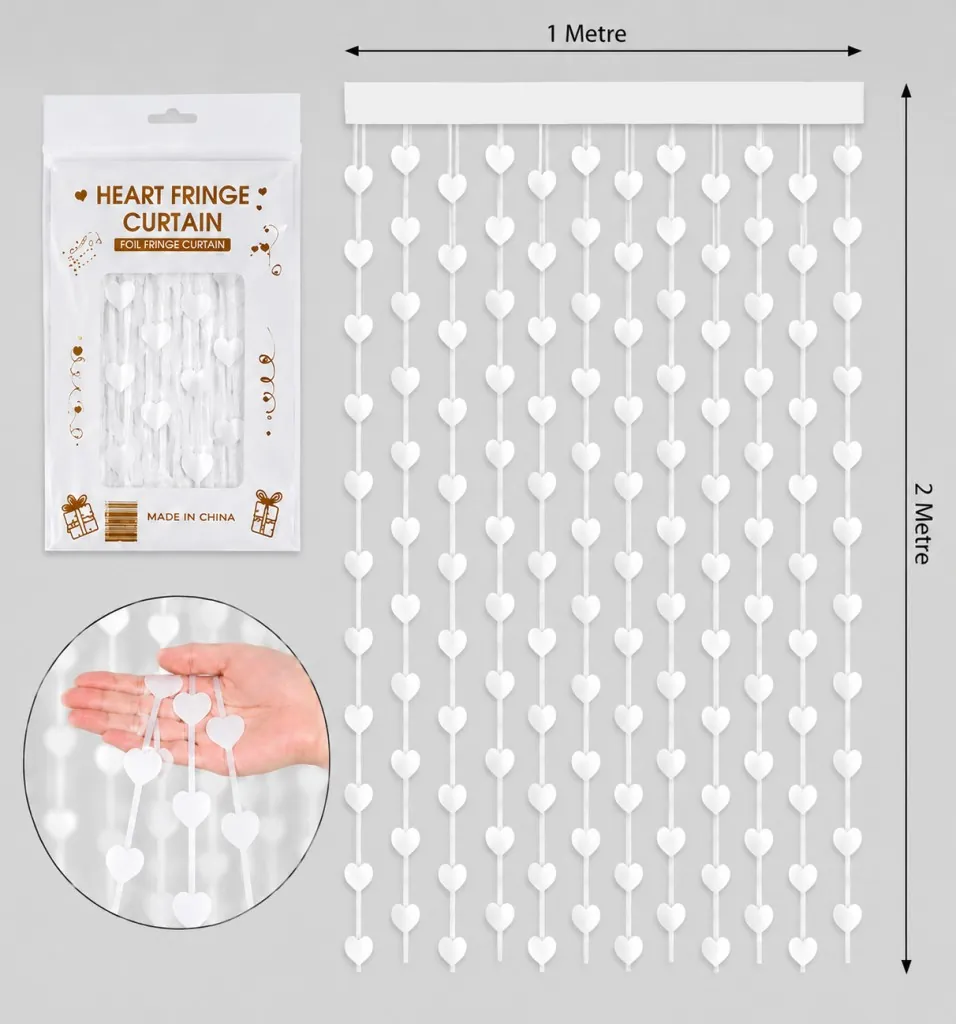İthal metalize kalp beyaz arka plan perdesi 2 × 1m
