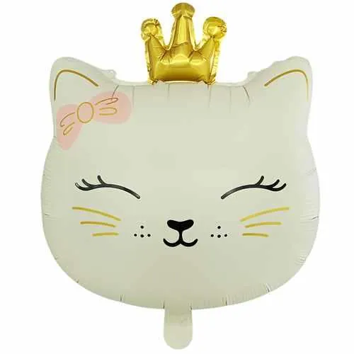 Krem renk kedi kafa folyo balon 46,5 × 60,5
