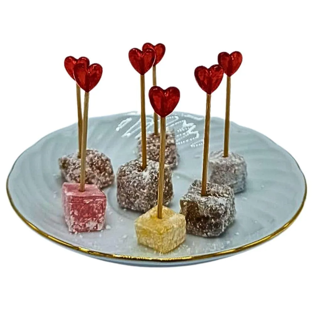 Küçük kürdan-07 kalp kırmızı 12'li