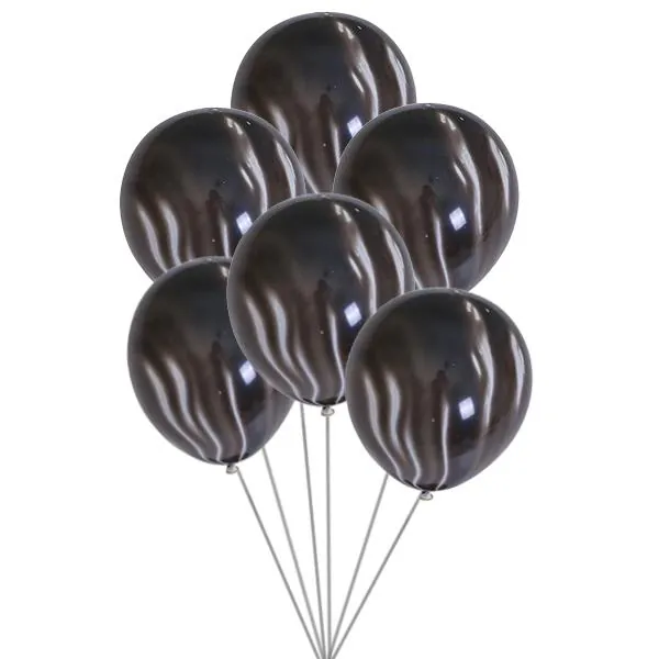 Siyah renk mermer lateks balon 100'li