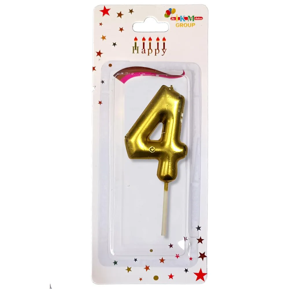 4 Gold renk orta boy rakam mum 10 cm