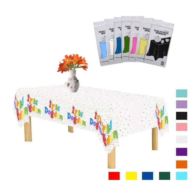 Plastik iyi ki doğdun baskılı masa örtüsü 120 × 180 cm