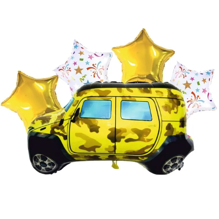 Sarı jeep 5'li folyo set balon