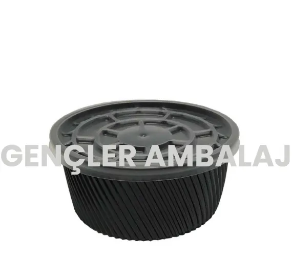 Siyah çorba kap kapak 14oz 50ad