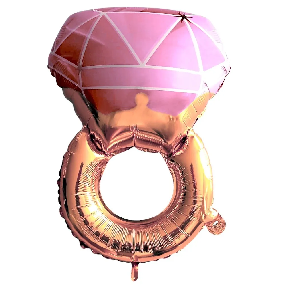 Tek taş yüzük pembe folyo balon 46 × 72