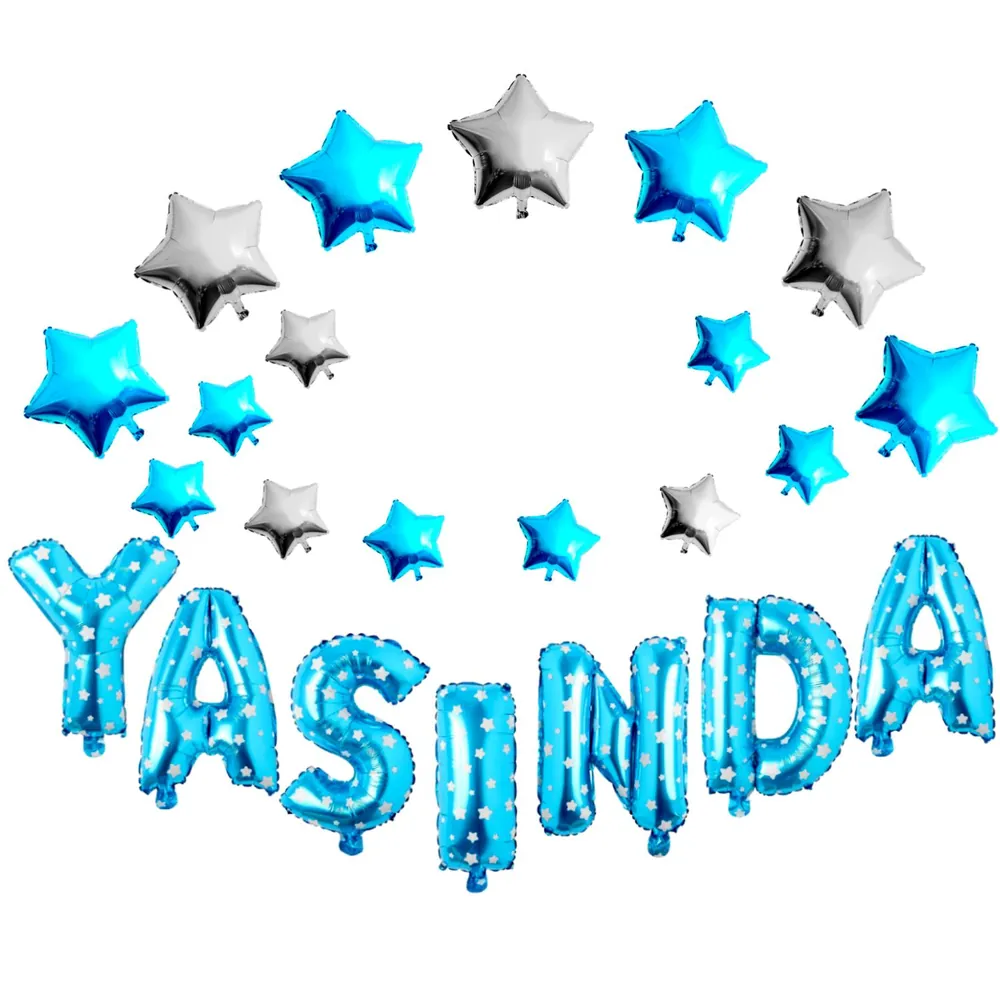 Yıldızlı yaşında mavi set balon